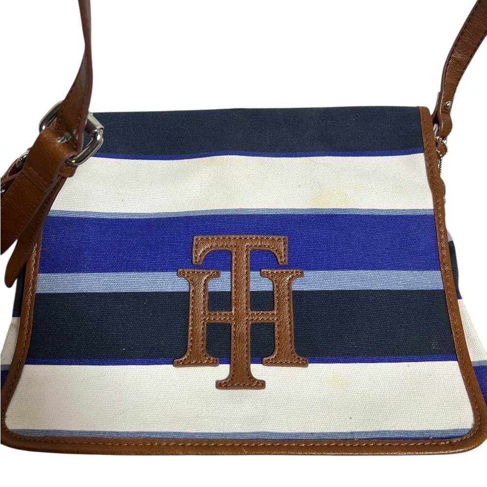 Tommy Hilfiger Blue and White Striped Crossbody Bag - Picture 2 of 5